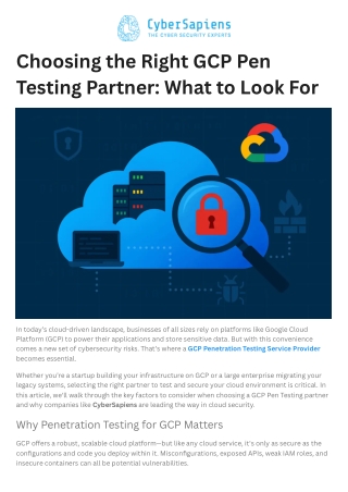 Choosing the Right GCP Pen Testing Partner - What to Look For