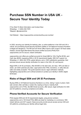Purchase SSN Number in USA UK - Secure Your Identity Today