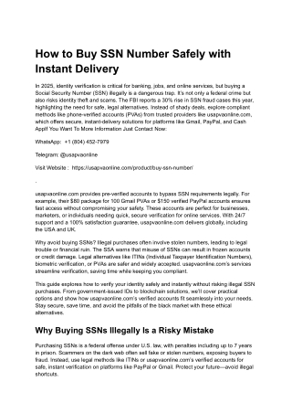 How to Buy SSN Number Safely with Instant Delivery
