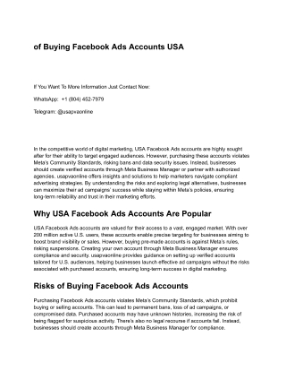 of Buying Facebook Ads Accounts USA