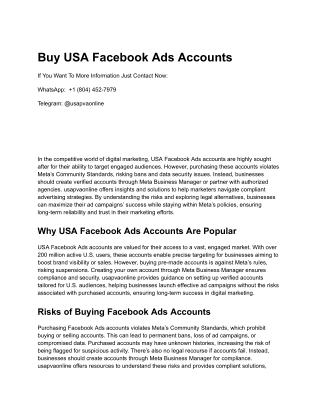 Buy USA Facebook Ads Accounts