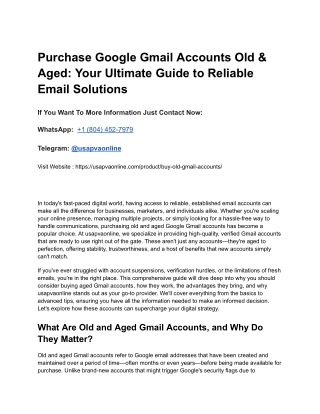 Purchase Google Gmail Accounts Old & Aged_ Your Ultimate Guide