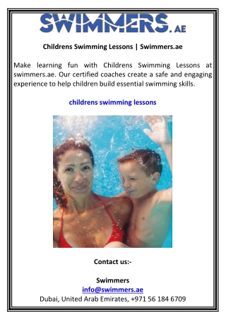 Childrens Swimming Lessons  Swimmers.ae