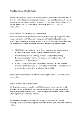 AI and the Future of Quality Audits