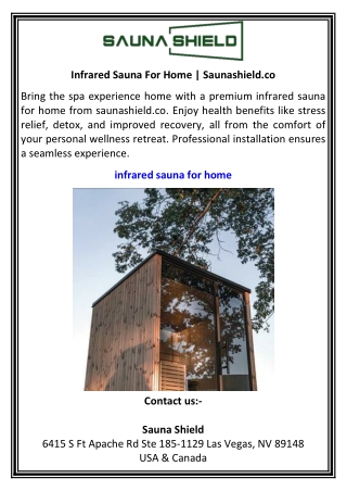 Infrared Sauna For Home  Saunashield.co