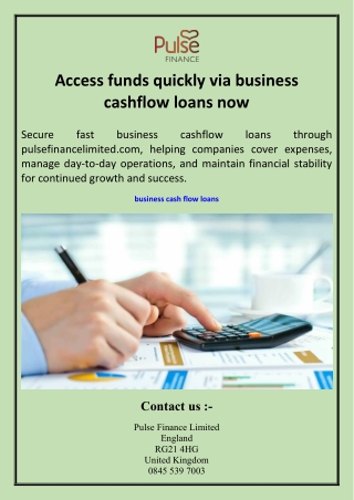 Access funds quickly via business cashflow loans now