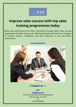 Improve sales success with top sales training programmes today
