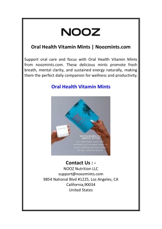 Oral Health Vitamin Mints  Noozmints.com