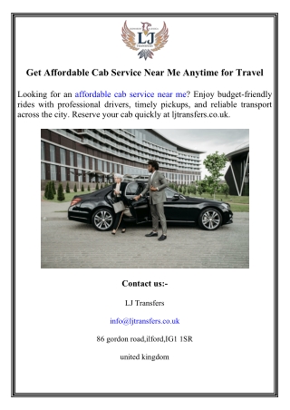 Get Affordable Cab Service Near Me Anytime for Travel