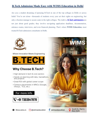 B.Tech Admission Consultants in Delhi - WIMS Education