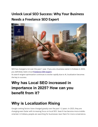 Unlock Local SEO Success Why Your Business Needs a Freelance SEO Expert