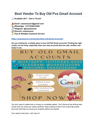 All Time Best Vendor To Buy Old Pva Gmail Account