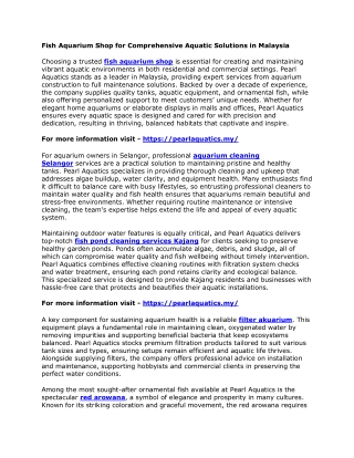 Fish Aquarium Shop for Comprehensive Aquatic Solutions in Malaysia