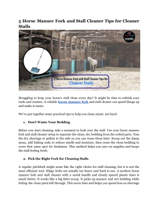 5 Horse Manure Fork and Stall Cleaner Tips for Cleaner Stalls