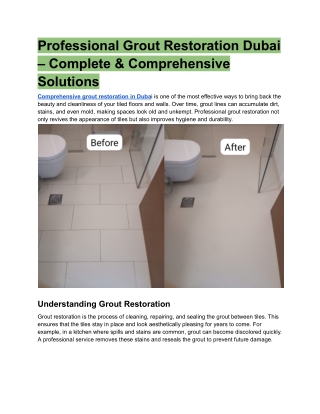 Professional Grout Restoration Dubai – Complete & Comprehensive Solutions