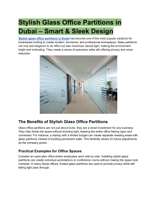 Stylish Glass Office Partitions in Dubai – Smart & Sleek Design