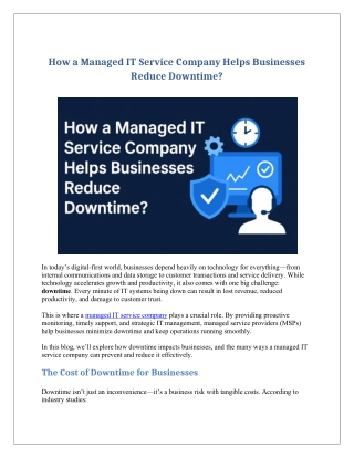 How a Managed IT Service Company Helps Businesses Reduce Downtime?