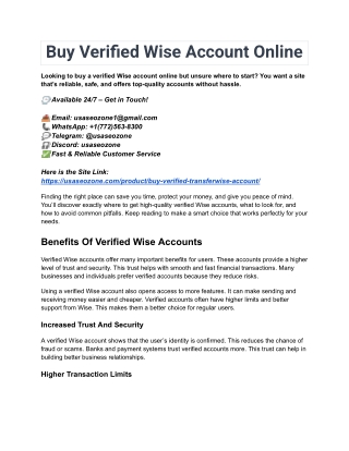 High-Quality Site To Buy Verified Wise Account Online