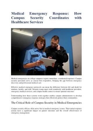 How Campus Security Coordinates with Healthcare Services