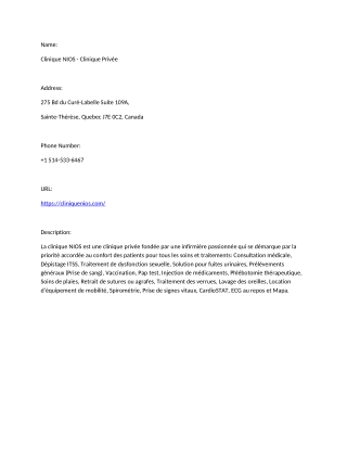 Clinique NIOS - Clinique Privée