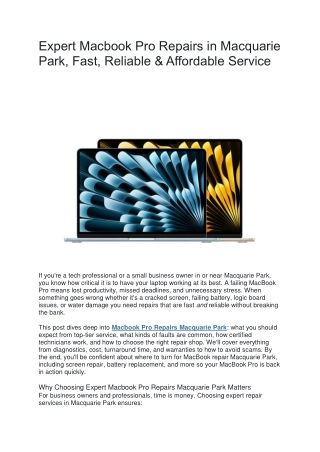 Expert Macbook Pro Repairs in Macquarie Park