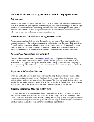 Code Blue Essays – Helping Students Achieve Academic Excellence