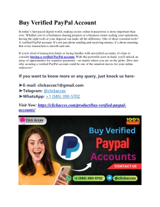 Best Site to Buy Verified PayPal Accounts Secure and Authentic Profiles