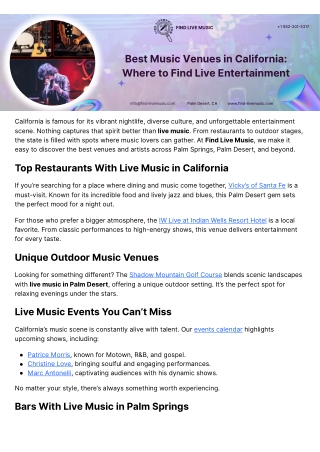 Best Music Venues in California Where to Find Live Entertainment