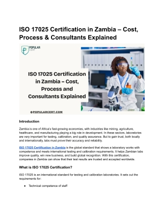 ISO 17025 Certification in Zambia – Cost, Process & Consultants Explained