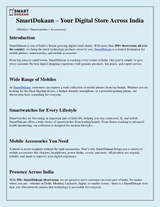 SmartDukaan – India’s Leading Digital Store for Mobiles, Smartwatches & Accessor