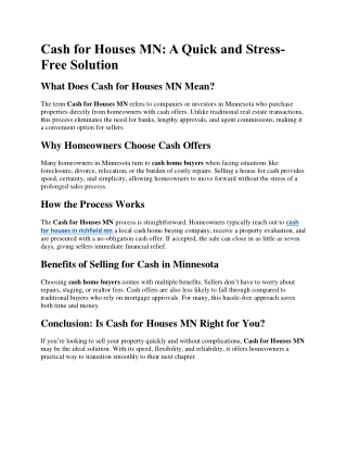 cash for houses in richfield mn