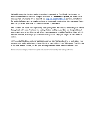 Skip Bin Hire Point Cook