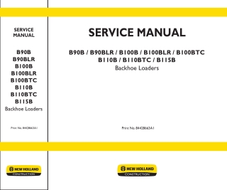 New Holland B100BLR Backhoe Loader Service Repair Manual Instant Download