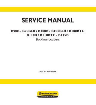 New Holland B100BTC Backhoe Loader Service Repair Manual Instant Download 1