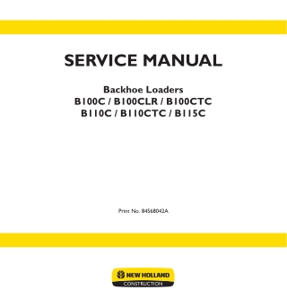 New Holland B100C Backhoe Loader Service Repair Manual Instant Download