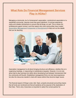 What Role Do Financial Management Services Play in HOAs