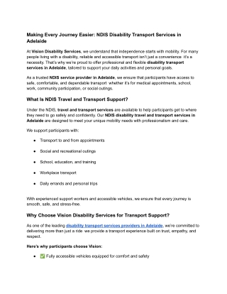 Making Every Journey Easier NDIS Disability Transport Services in Adelaide