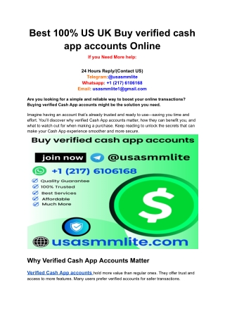 Best 100% US UK Buy verified cash app accounts Online