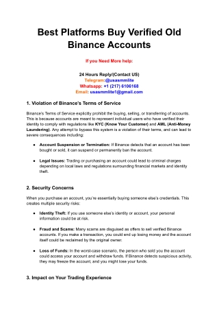 Best Platforms Buy Verified Old Binance Accounts