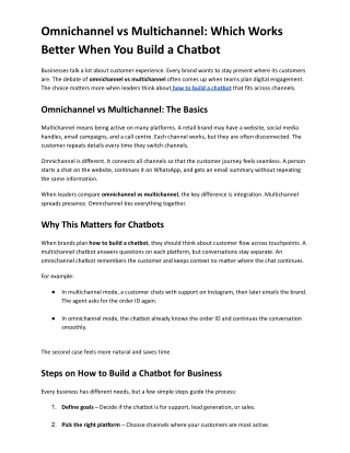 Omnichannel vs Multichannel Which Works Better When You Build a Chatbot