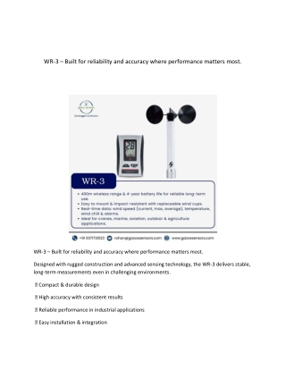 WR-3 – Built for reliability and accuracy where performance matters most.