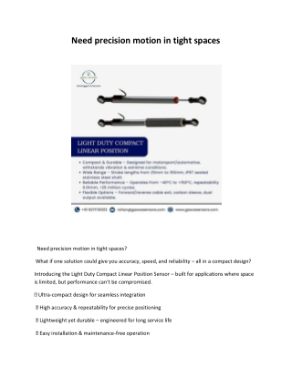 Need precision motion in tight spaces