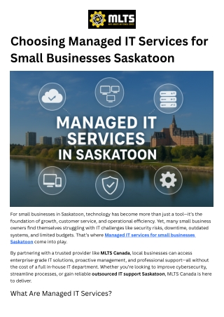 Choosing Managed IT Services for Small Businesses Saskatoon