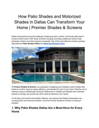 How Patio Shades and Motorized Shades in Dallas Can Transform Your Home _ Premier Shades & Screens