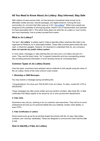 All You Need to Know About Jio Lottery_ Stay Informed, Stay Safe