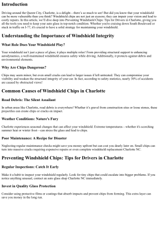 Preventing Windshield Chips: Tips for Drivers in Charlotte
