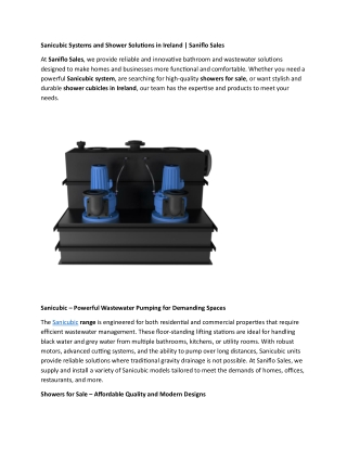 Sanicubic Systems and Shower Solutions in Ireland - Saniflo Sales
