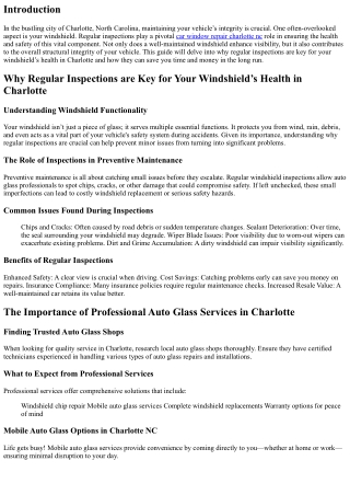 Why Regular Inspections are Key for Your Windshield’s Health in Charlotte