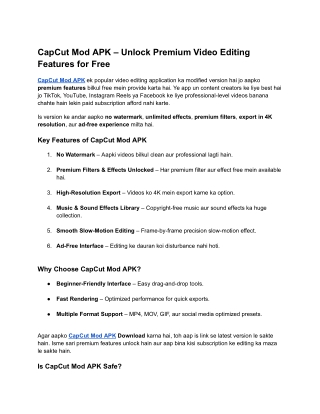 CapCut Mod APK – Unlock Premium Video Editing Features for Free