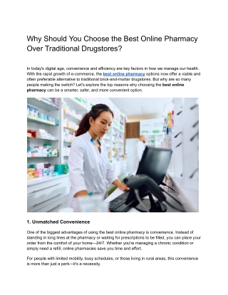Why Should You Choose the Best Online Pharmacy Over Traditional Drugstores